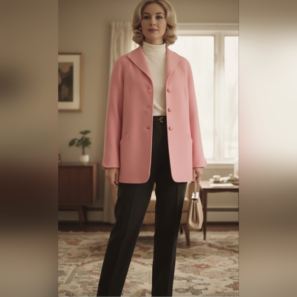 Escada Vintage 80's Pink Oversized Jacket Blazer Made In Italy Size Angora Wool